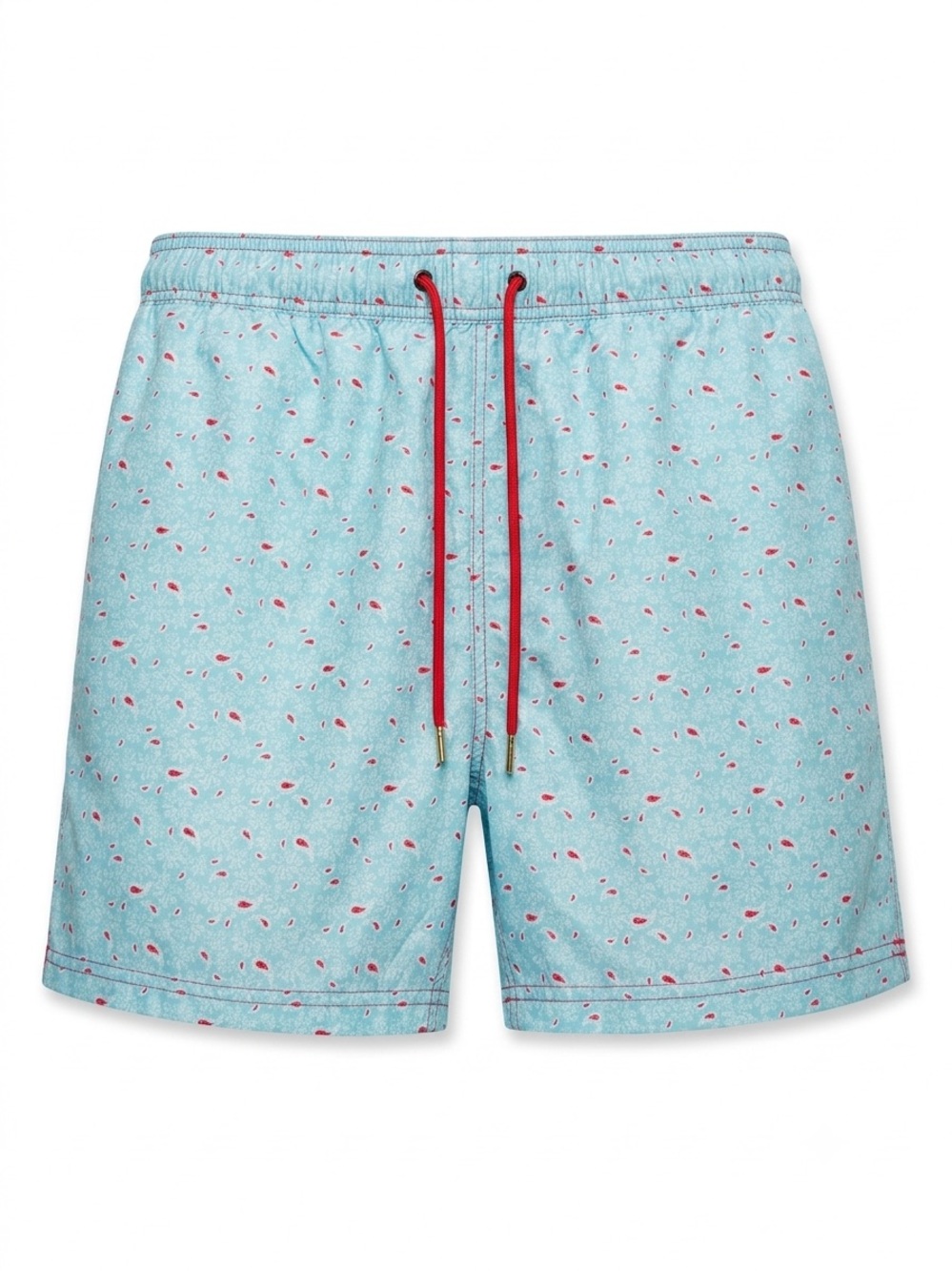 Party Sharks men’s Light Blue Swim Trunks with Red Drawcord size Large